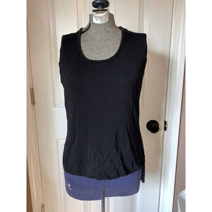 Women's Bellisima Fashions Black Beaded Ribbed Tank Top M